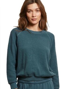 NWT Perfectwhitetee Ziggy Reverse Fleece Sweatshirt Slate Women's Small $138.